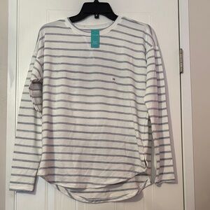 Maurices 24/7 White and Gray Striped Top